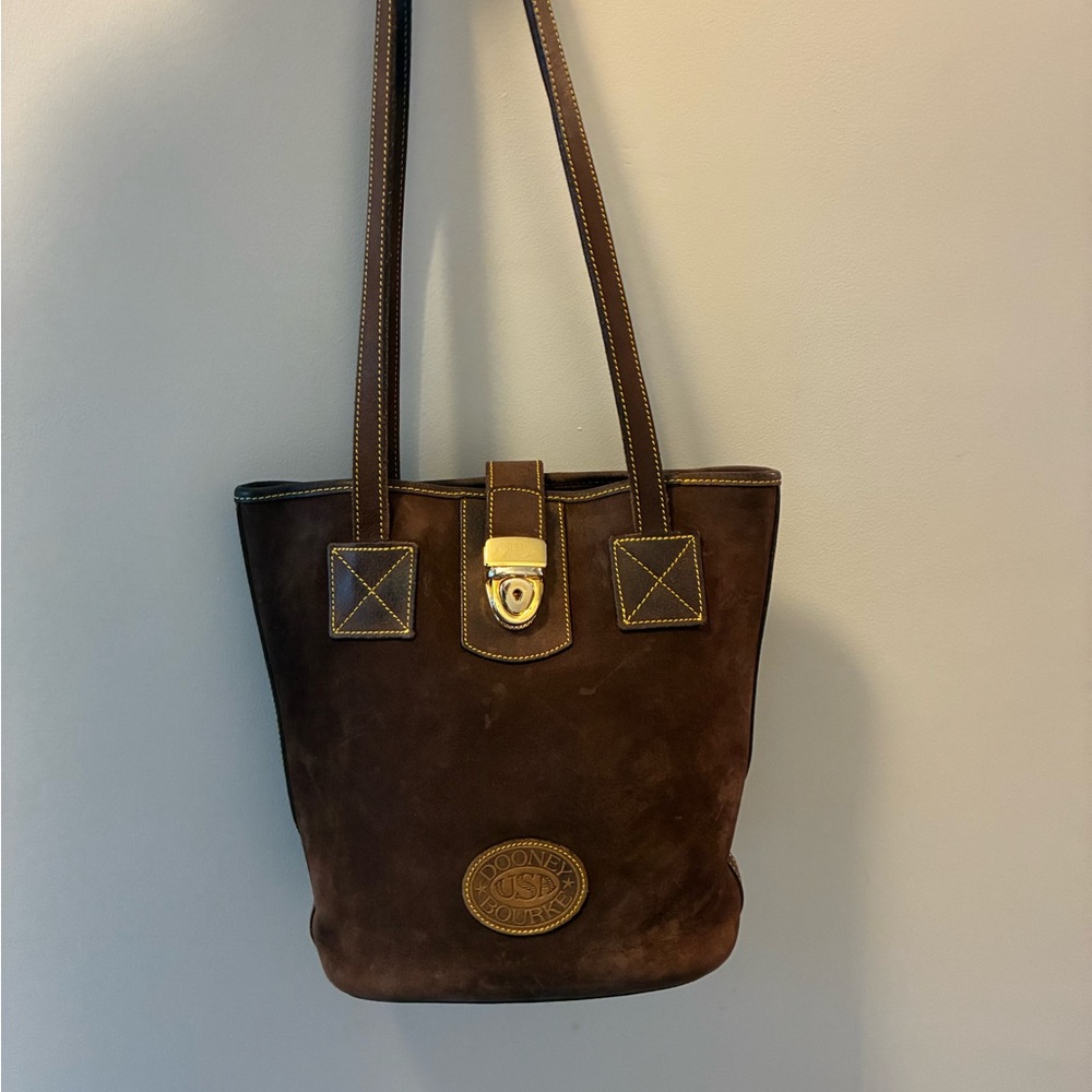 Vintage Dooney & Bourke Dark Brown Suede Tote